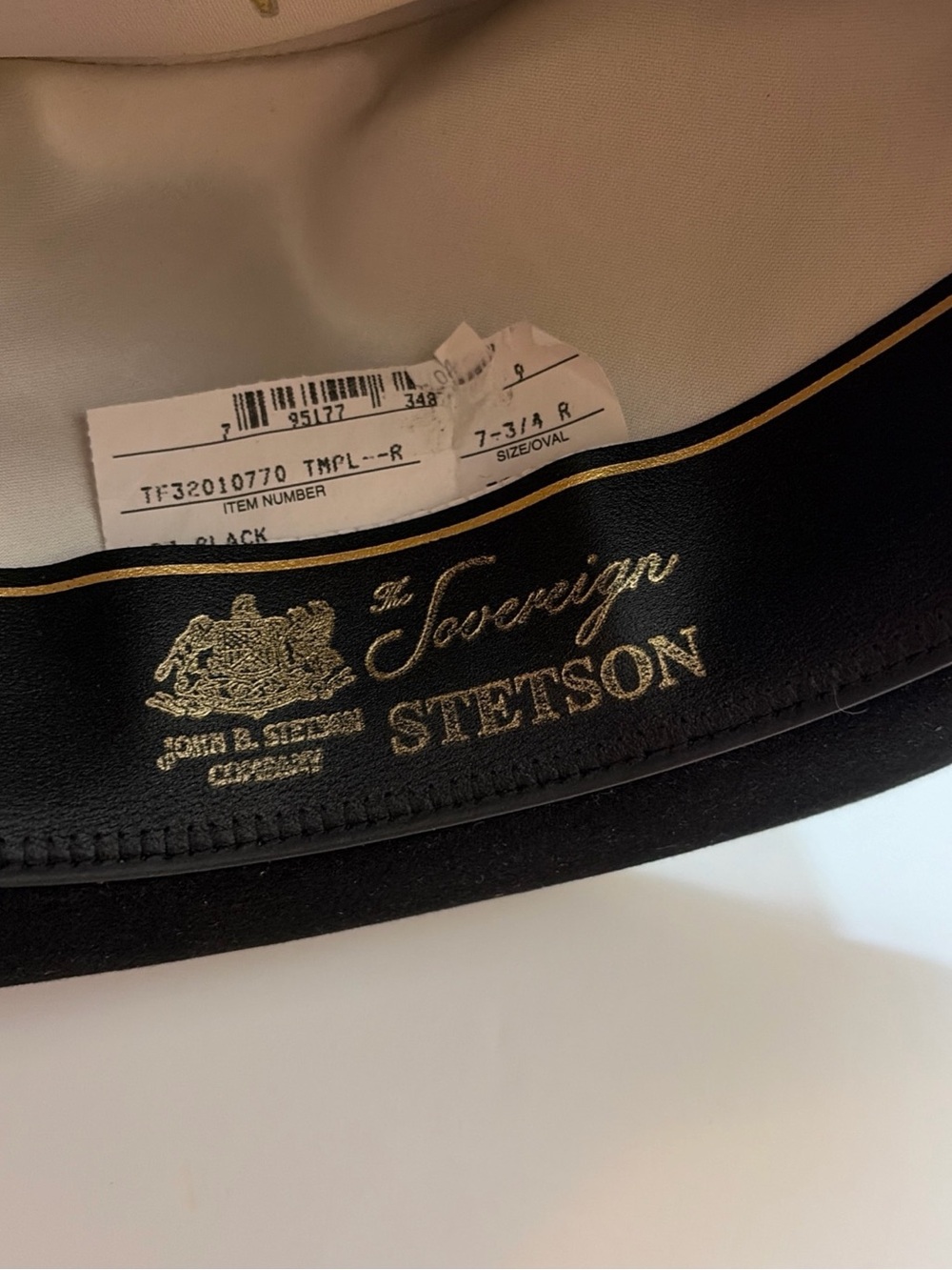 Stetson Sovereign Temple Black Felt Fedora Hat Size 7 3/4 - Picture 6 of 8